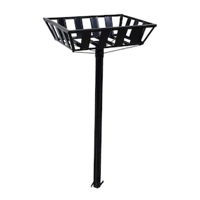 Lixeira de Rua Calçada Popular Cesto Raso Preta 112x60x45cm