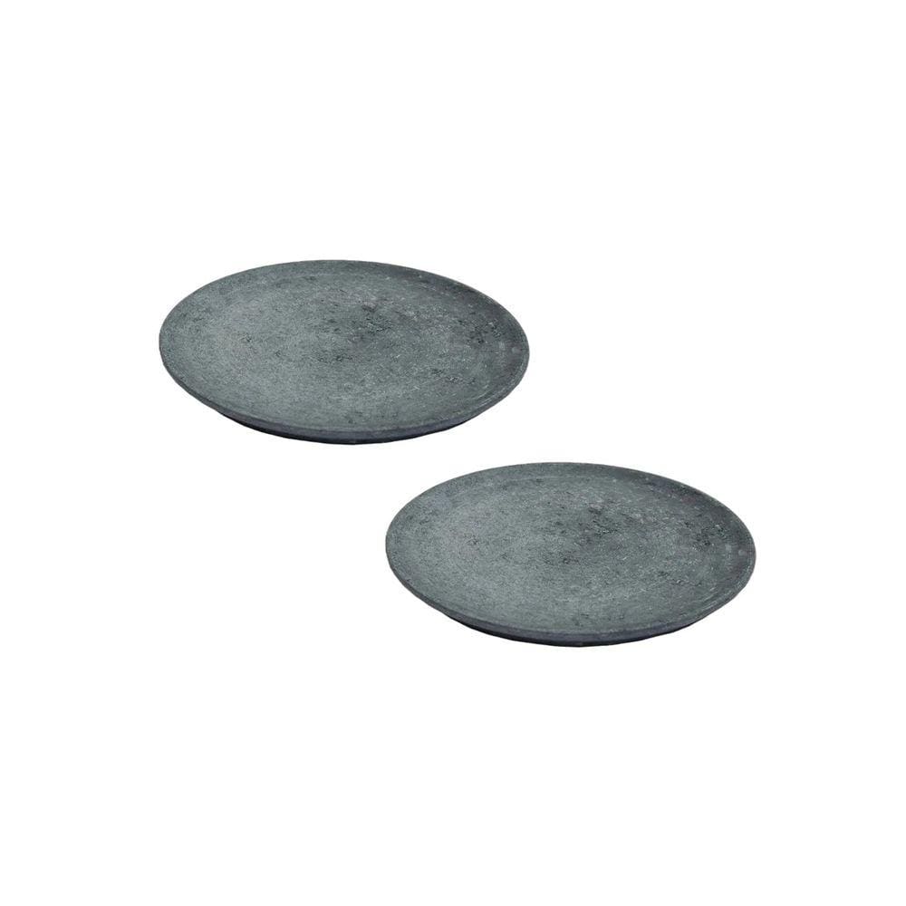 Kit 2 Pratos Raso Redondo Pedra Sabão Sobremesa e Bolos 26cm