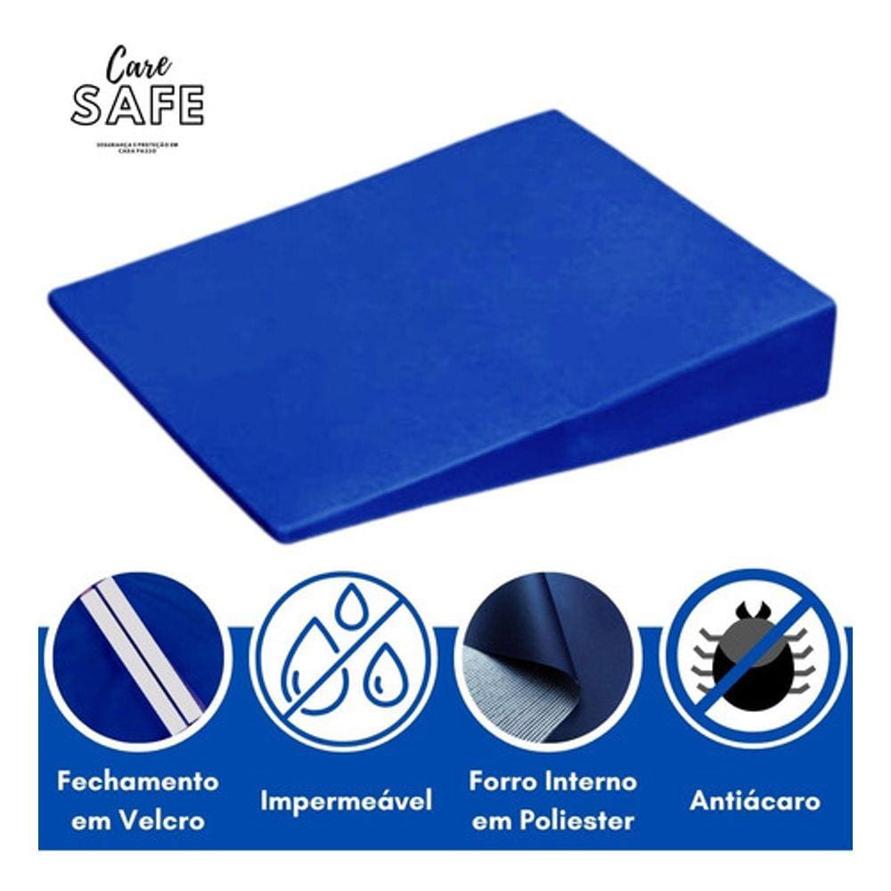 Travesseiro Anti Refluxo Adulto Capa Impermeável Hospitalar - Azul