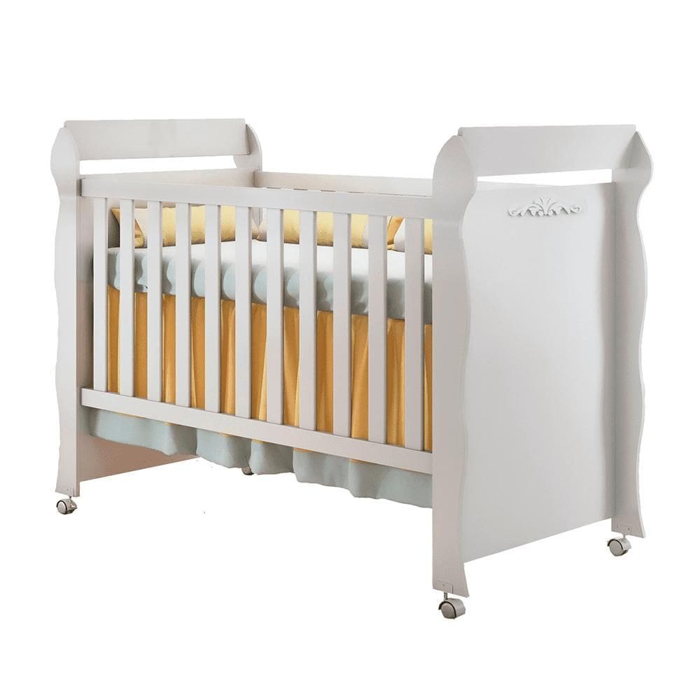 Berço Americano Mini Cama Provençal Lisa Branco Brilho Carolina Baby