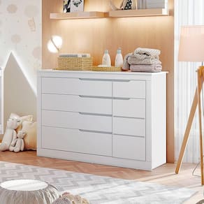 Cômoda Infantil 5 Gavetas com Fraldário Cléo Branco Fosco Carolina Baby