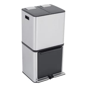 Lixeira Chão Seletiva Tripla Smart Aço Inox 50L - Prateado