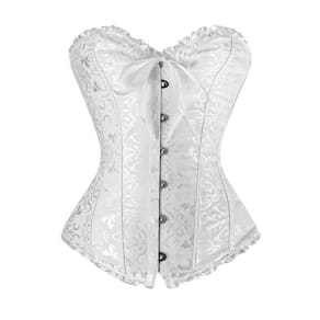 Corset Corpete Corselet Reduz e Modela Cintura Linha Casual Floral Branco M13