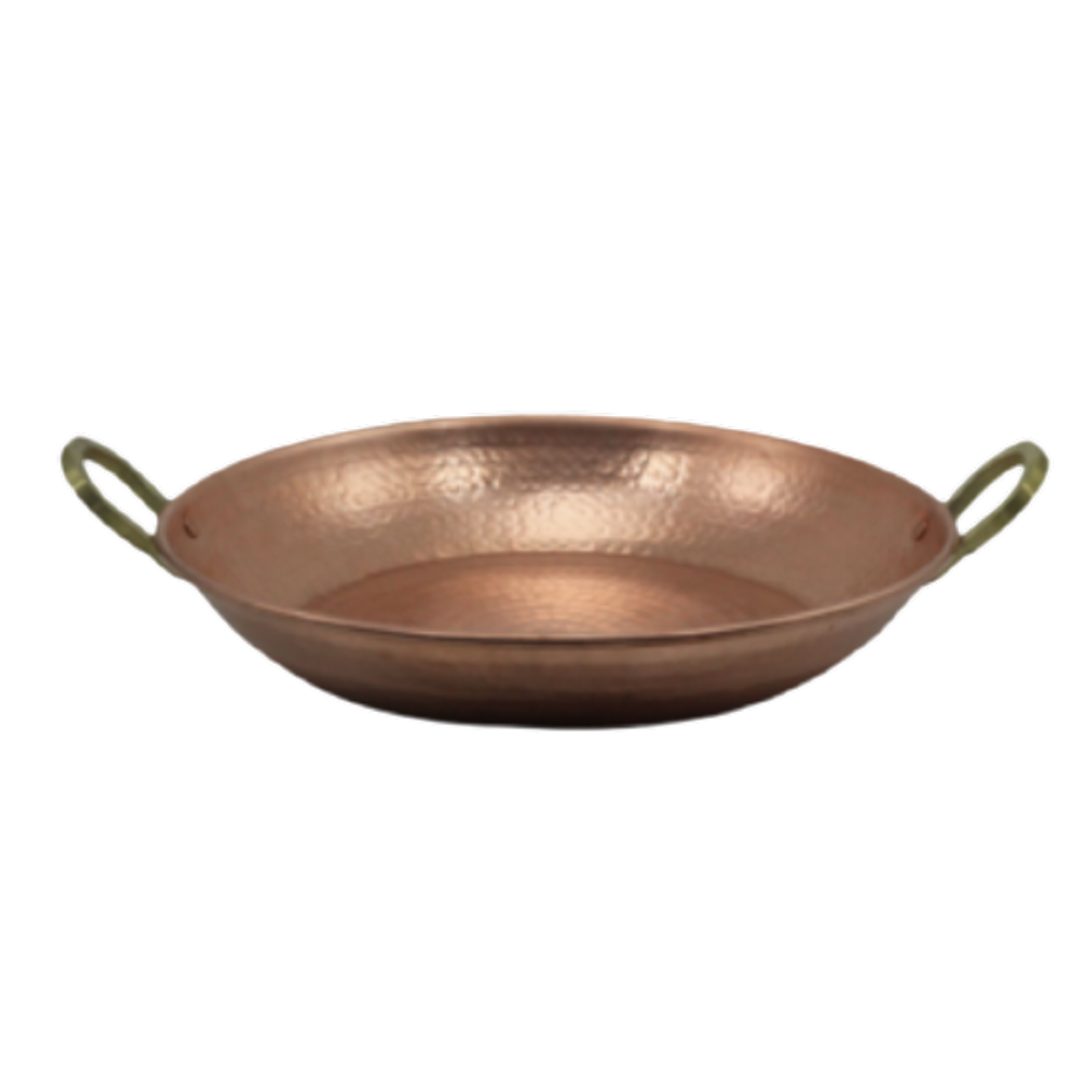 Paella Paeja Em Cobre Puro N02 Com Alças Liga De Bronze 32cm