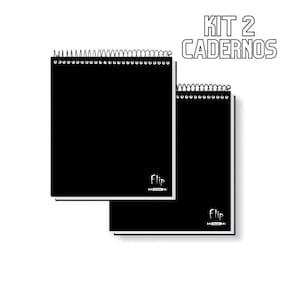 Kit 2 Caderno Capa Dura Canhoto 10 Matérias Espiral Pautado