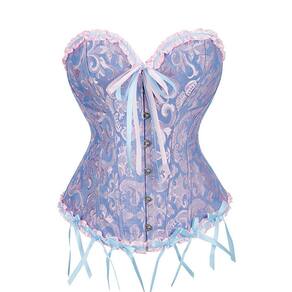 Corset Corpete Corselet Reduz e Modela Cintura Linha Casual Floral Azul Claro M161