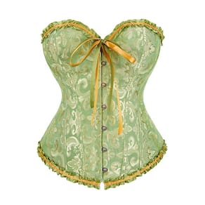 Corset Corpete Corselet Reduz e Modela Cintura Linha Casual Floral Verde Esmeralda M163