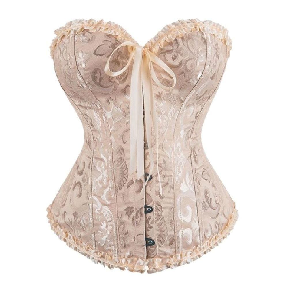 Corset Corpete Corselet Reduz e Modela Cintura Linha Casual Floral Creme M597