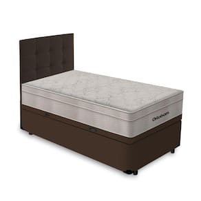 Box Baú + Cabeceira Cassis e Colchão Solteiro- Ortobom- AirTech SpringPocket- 88x188x67cm Marrom
