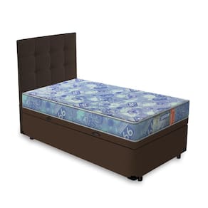 Cama Box Baú + Cabeceira Cassis Marrom e Colchão de Espuma D20 Solteiro - Gazin - Supreme 88cm