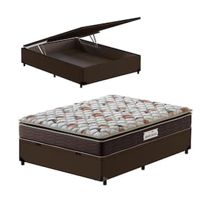 Cama Box Baú Viúva Marrom + Colchão de Espuma D45 - Probel Guarda-Costas ProForce Plus 128x188x70cm