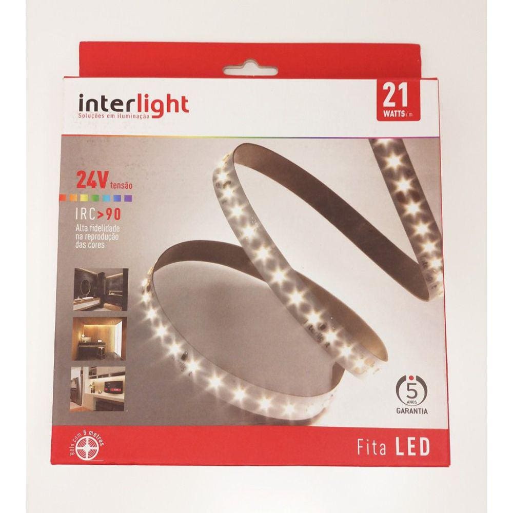 Fita Led Flexivel 21W/m 24V IRC90 IP20 5MT