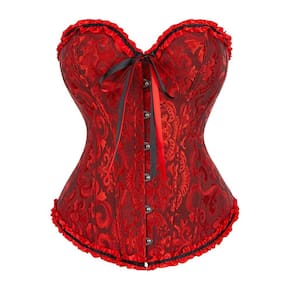 Corset Corpete Corselet Reduz e Modela Cintura Linha Casual Floral Vermelho Bordô M404