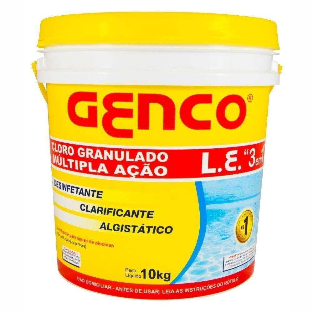 Genco Cloro Granulado L.E. 3 em 1 Multipla Ação 10kg Balde