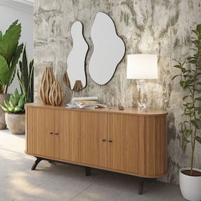 Aparador Buffet 180cm com 04 Portas 100% MDF TB296 JPF Freijó/Preto Fosco Dalla Costa