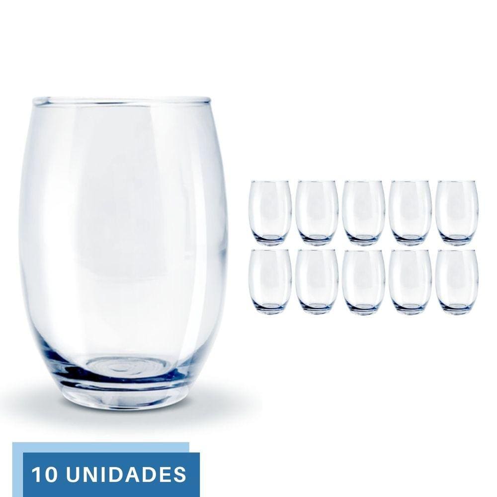 Copo Vidro 450ml Redondo BELLAGIO Jogo com 10 Transparente