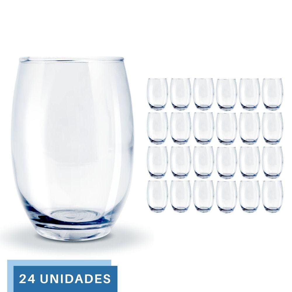 Copo Vidro 450ml Redondo BELLAGIO Jogo com 24 Transparente