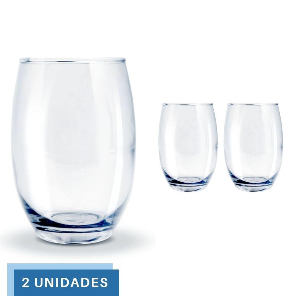 Copo Vidro 450ml Redondo BELLAGIO Jogo com 2 Transparente