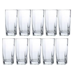 Conjunto Com 10 Copos Vidro Bali Quadrado 320ml Transparente