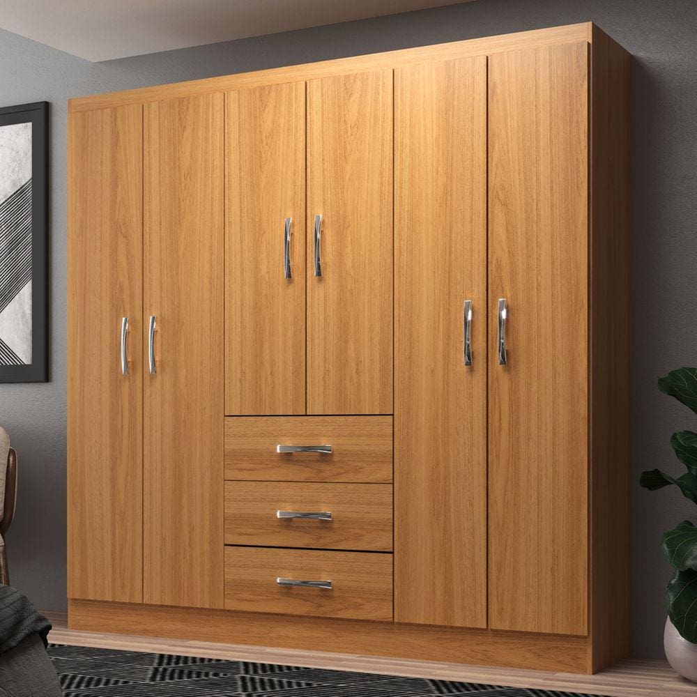 Guarda-Roupa Casal Sevilha 6 Portas Evidencia Móveis Cinamomo