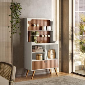 Cantinho do Café Rubi Armário Para Cozinha Off White Perolizado/Tauari Ripado