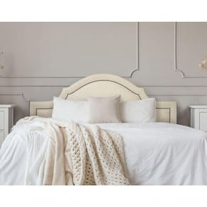 Cabeceira Queen Luxo 160X60 Off White Tachas Fumê