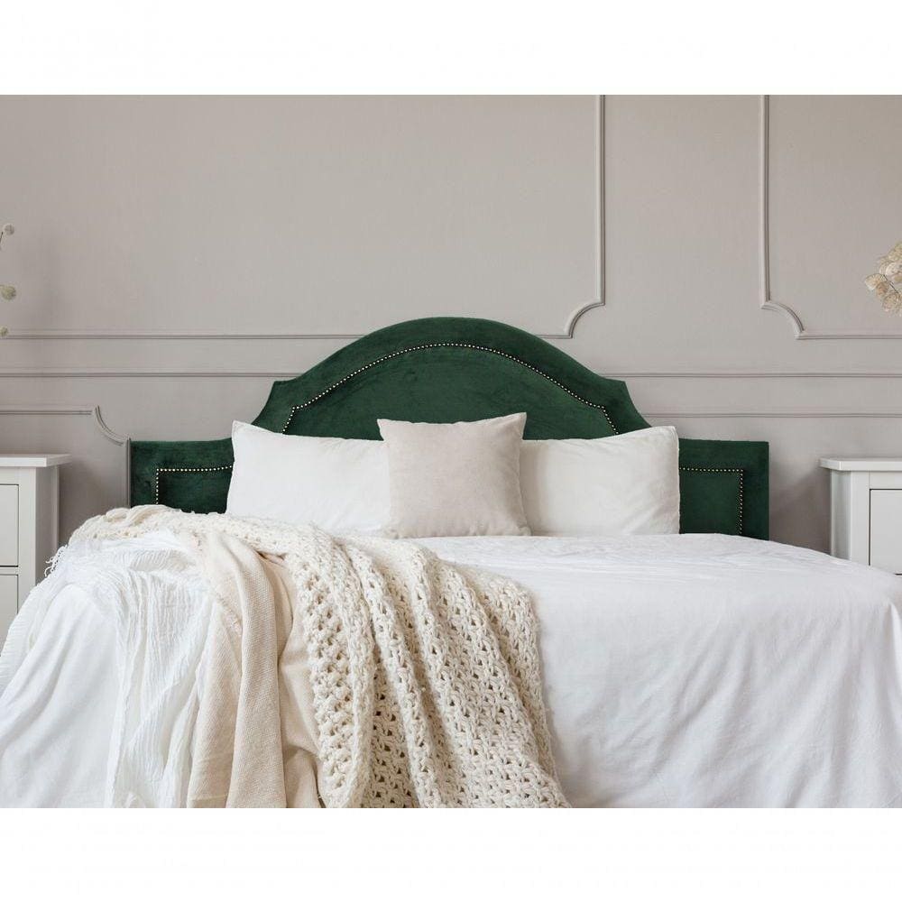 Cabeceira Casal Provençal Luxo 140X60 Verde Tachas Fumê