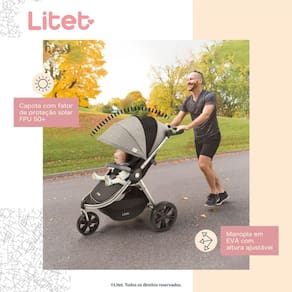 Carrinho Jogger Sway Três Rodas 0-15kgs Preto com Cinza Litet - BB373