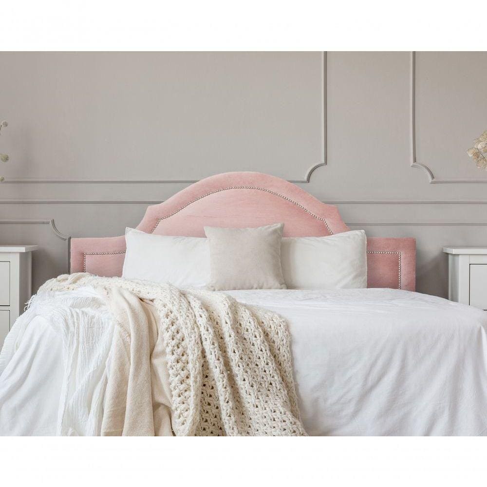 Cabeceira Casal Provençal Luxo 140X60 Rosê Tachas Prata