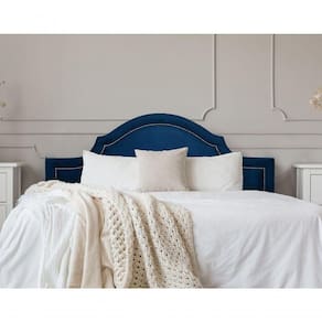 Cabeceira Queen Provençal Luxo 160X60 Suede Azul Tachas Fumê