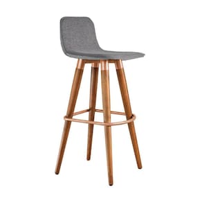 Banqueta Alta Luxo Linea Aço Cobre Linho Cinza Cinza