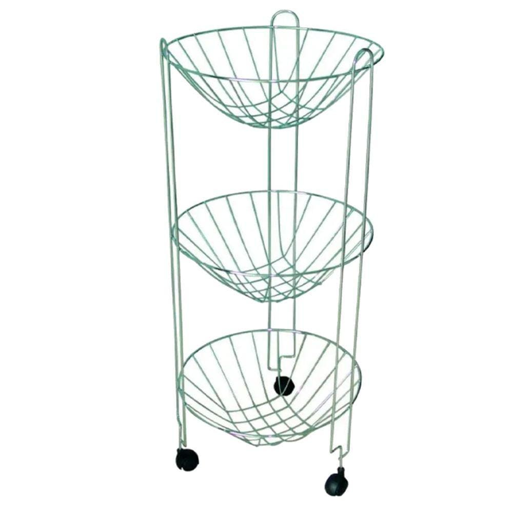 Fruteira Tripla Redonda Com Rodas 68x30cm