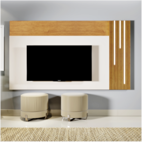 Painel Valencia para Tv até 75 polegadas c/ Led Mavaular - Naturalle/Off White