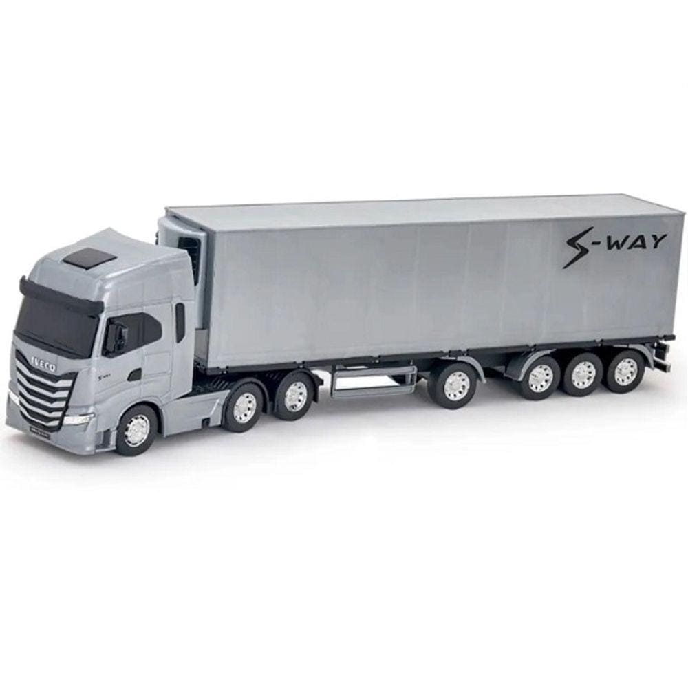 Caminhão Miniatura Iveco Carreta Bau Refrigerado S-WAY Cinza Usual 620