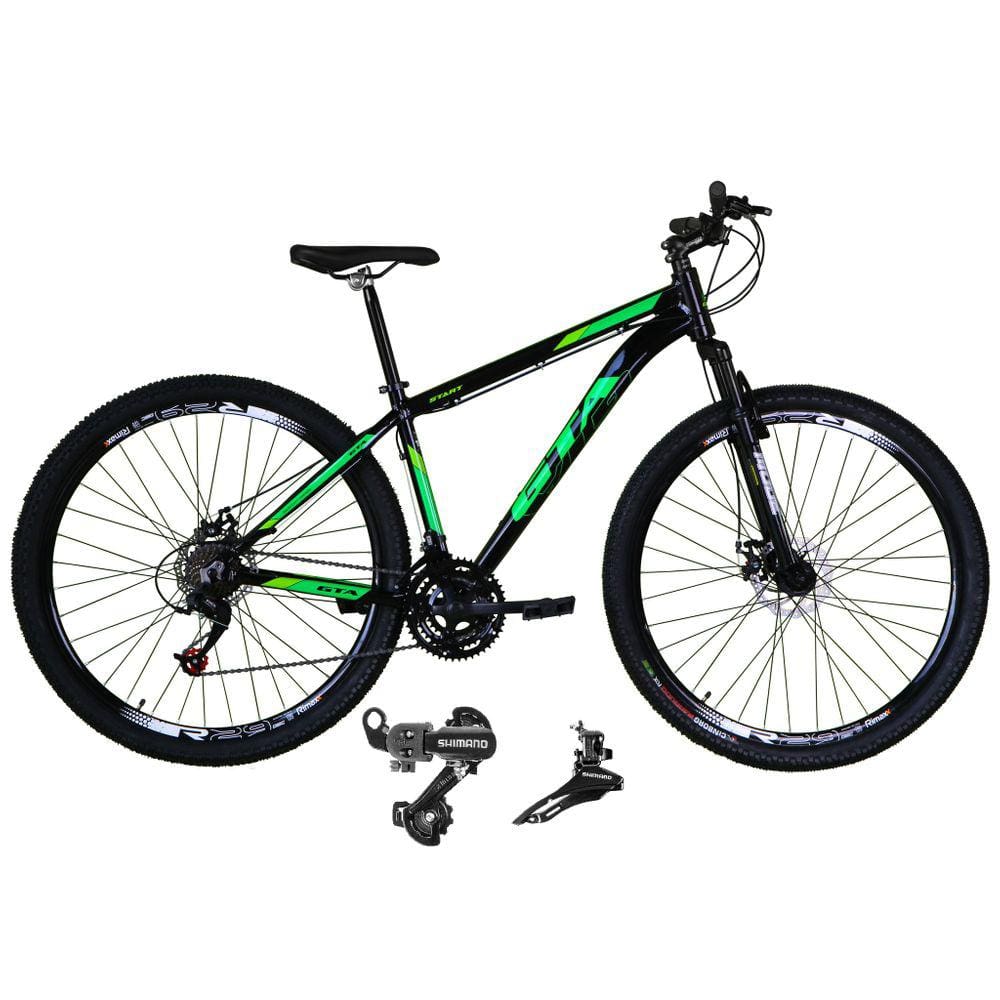 Bicicleta Aro 29 Gta Start Alumínio 21v Câmbios Shimano Freio a Disco - Preto/Verde