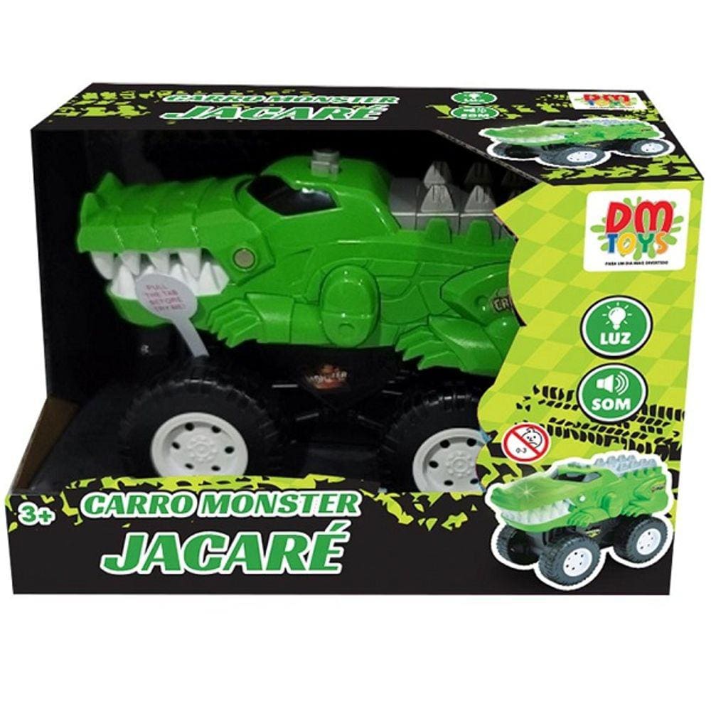 Carro Monster Jacare com LUZ DM TOYS