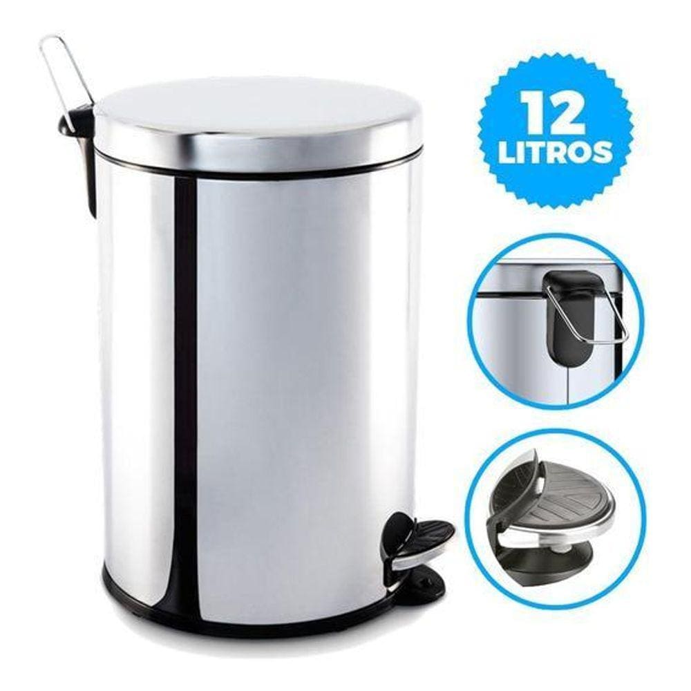 Lixeira Inox Cozinha/Banheiro Com Tampa E Pedal 12L