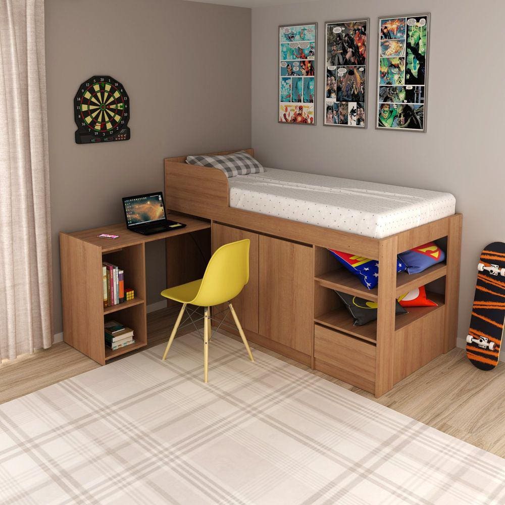 Cama Infantil Multifuncional CM8021 Amêndoa Tecno Mobili Amendoa