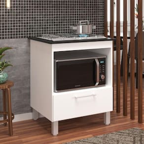 Balcão Para Cooktop 4 Bocas 1 Porta 1 Nicho para Forno J Carvalho Branco/Preto