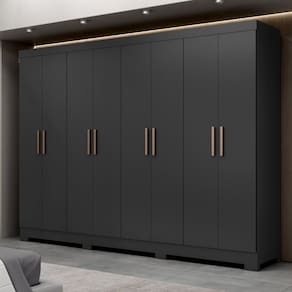 Guarda Roupa Casal 8 Portas 4 Gavetas com Pés Paris Espresso Móveis Preto Espresso Móveis