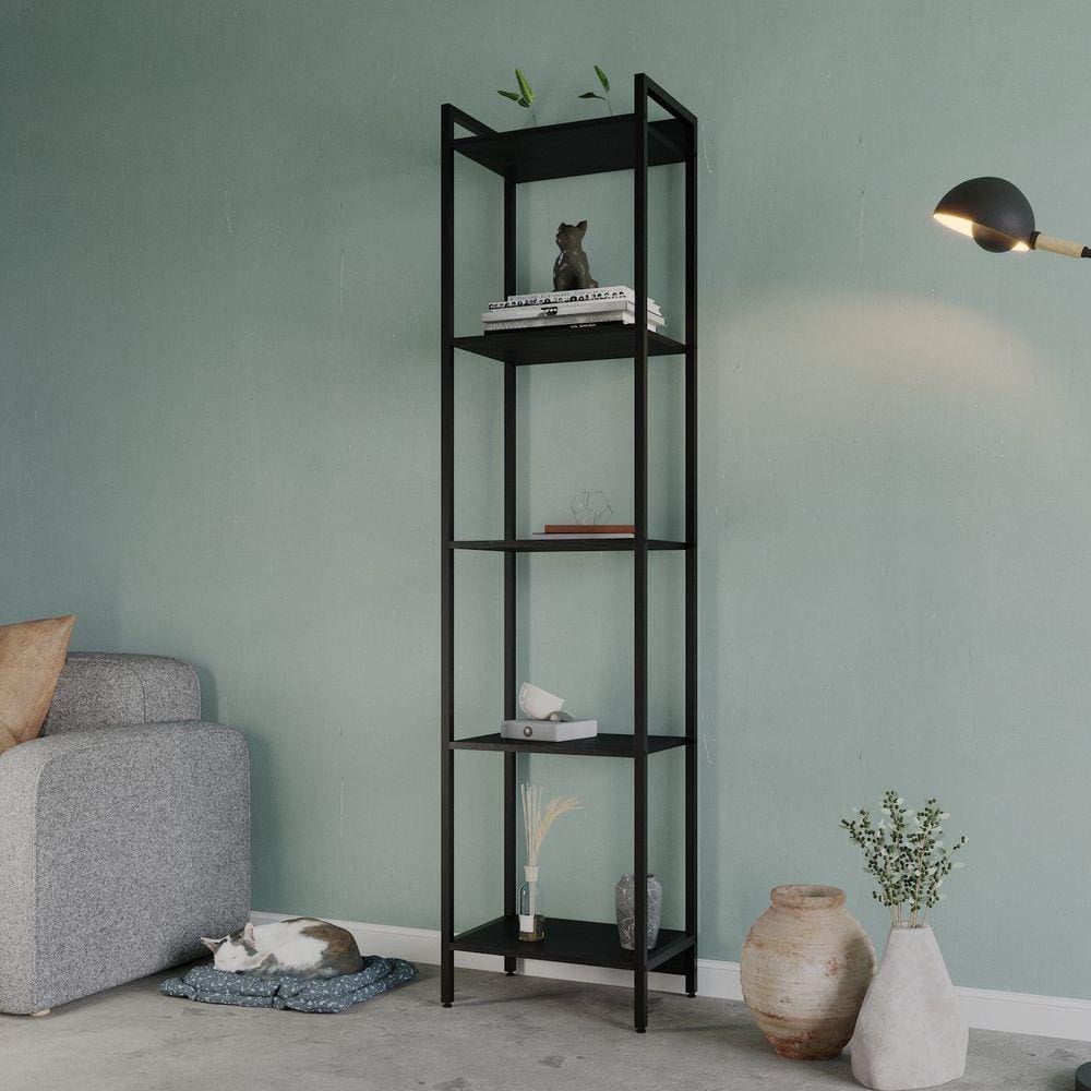 Estante para Livros Industrial Aço Multiuso 5 Prateleiras 187x45cm Active Yescasa Preto Onix