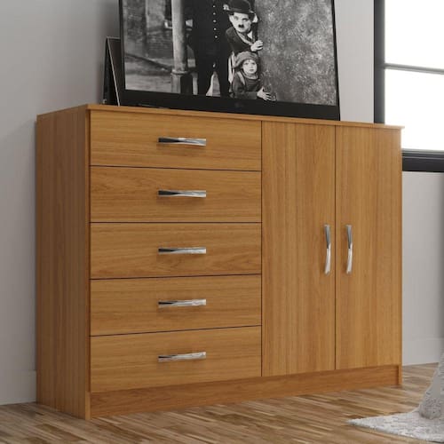 imagem-Cômoda 2 Portas 5 Gavetas Evidência Móveis Cinamomo - Marrom