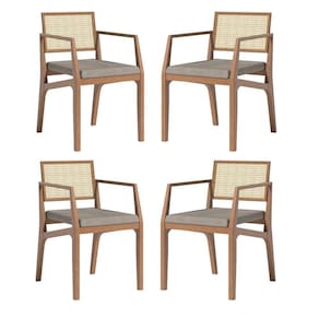 Conjunto 4 Cadeiras Com Braço King Casa Contemporânea Castanho/Bege