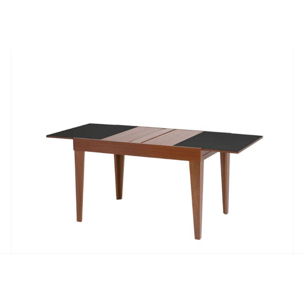 Mesa de Jantar Extensível 120x80cm Tampo Vidro Paris Carmo Móveis Imbuia