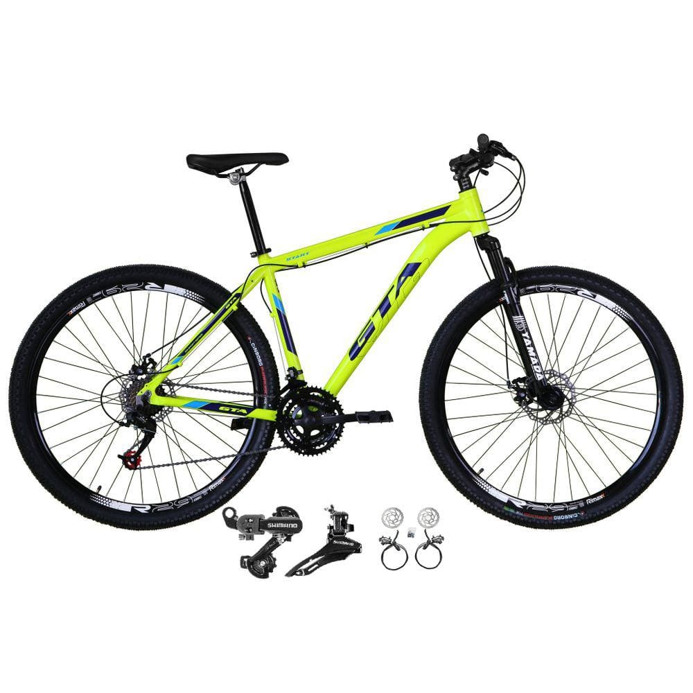 Bicicleta Aro 29 Gta Start 21v Alumínio Câmbios Shimano Freio a Disco Hidráulico Garfo Com Suspensão - Amarelo