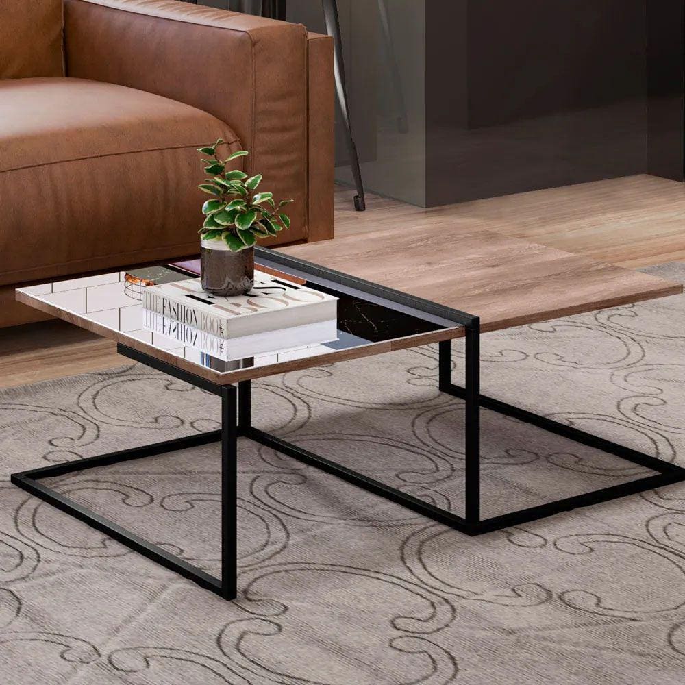 Mesa de Centro Industrial com Espelho Aurora - SSX Multicoisas