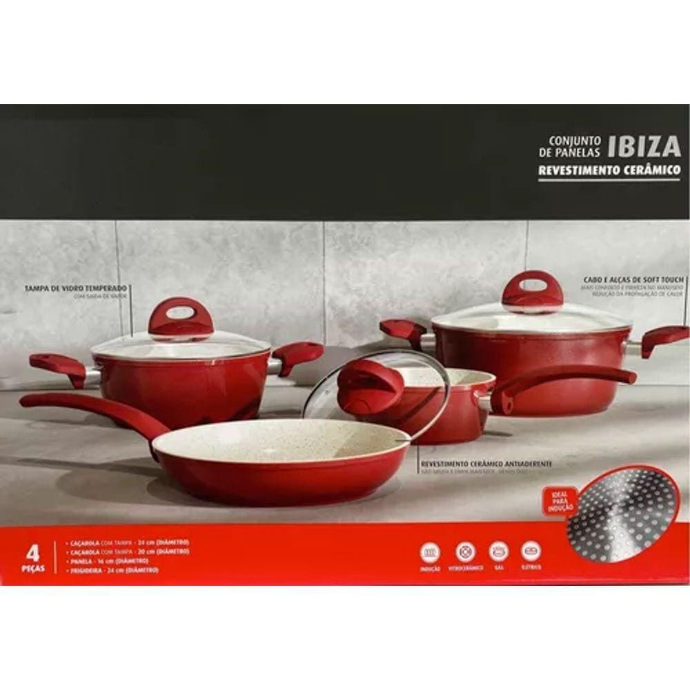 Conjunto 4 Panelas Ceramica Antiaderente Chili Jomafe Europa