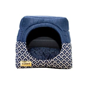 Cama Iglu e Toca Para Cachorro Luppet Luxo Marinho Geométrico