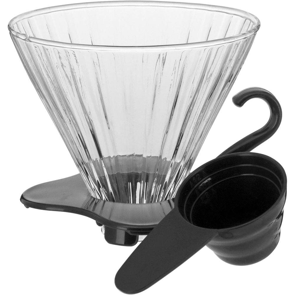 SUPORTE FILTRO CAFÉ 10x11x11cm BOROSILICATO TRANSP COM ACESSORIO