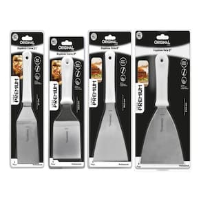 Kit 4 Espátulas Inox Lanche Reta E Curva Chapeiro E Cozinha